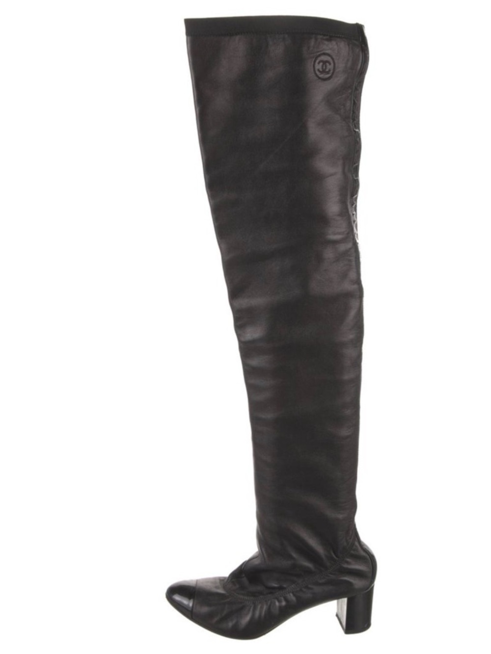 Chanel black leather Over-the-Knee Black Sock Boots - Women - Picture 8 of 16